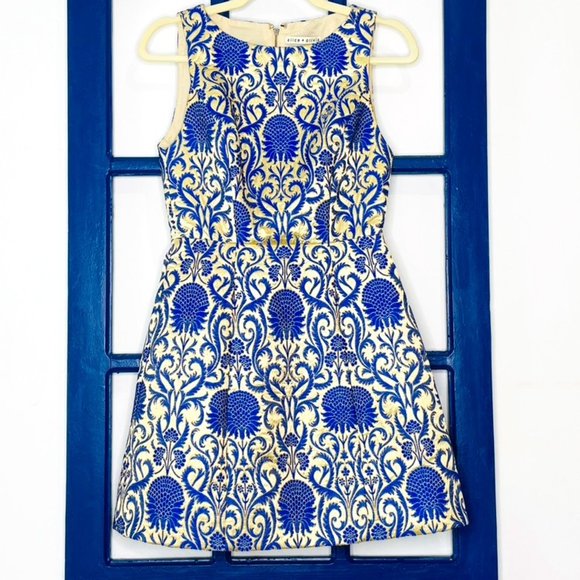 Alice + Olivia | Dresses | Alice Oliver Gold And Blue Dress | Poshmark